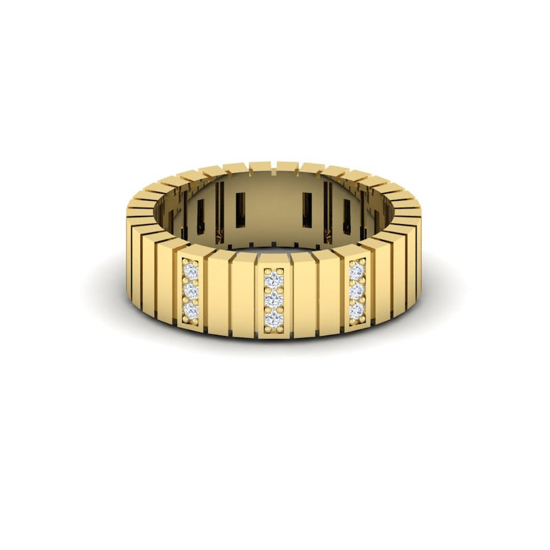 KLEORA LINEA Modern Electrum™ Diamond Wide Linear Ring