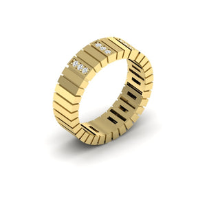 KLEORA LINEA Modern Electrum™ Diamond Wide Linear Ring
