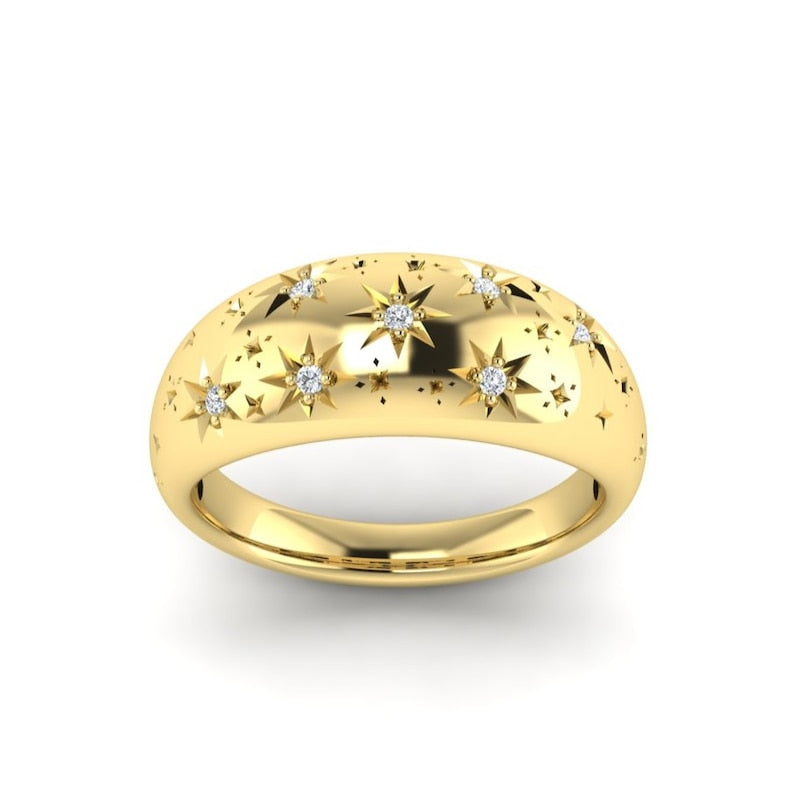 KLEORA AURORA Modern Electrum™ Diamond Star Burst Ring