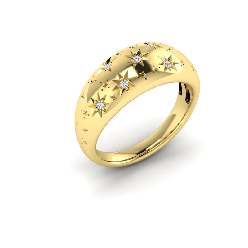 KLEORA AURORA Modern Electrum™ Diamond Star Burst Ring