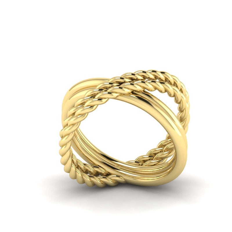 KLEORA CONTORTO Modern Electrum™ Rope & Polished Crossover Ring