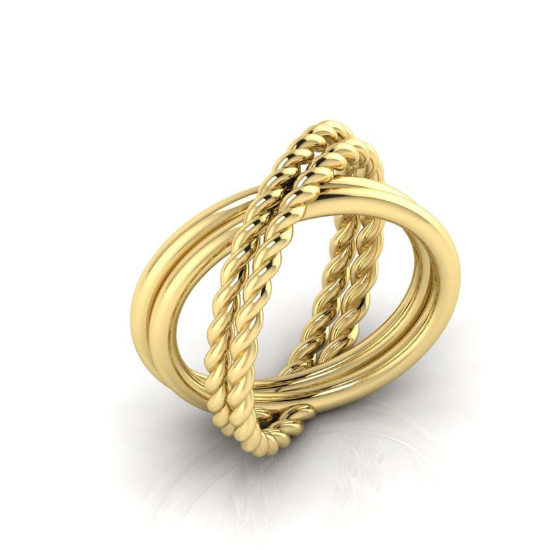 KLEORA CONTORTO Modern Electrum™ Rope & Polished Crossover Ring