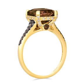 Le Vian 14ct Yellow Gold Smokey Quartz & 0.42ct Diamond Ring