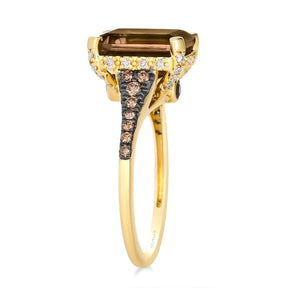 Le Vian 14ct Yellow Gold Smokey Quartz & 0.42ct Diamond Ring