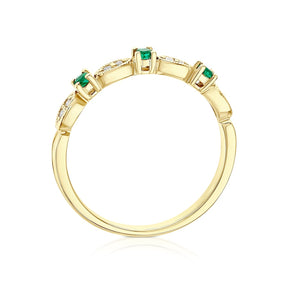 9ct Yellow Gold Emerald & Diamond Vintage Eternity Ring