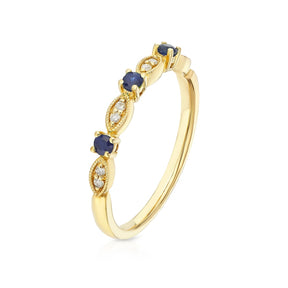 9ct Yellow Gold Sapphire & Diamond Vintage Eternity Ring