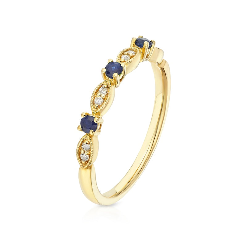 9ct Yellow Gold Sapphire & Diamond Vintage Eternity Ring