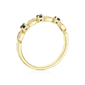 9ct Yellow Gold Sapphire & Diamond Vintage Eternity Ring