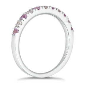 18ct White Gold Pink Sapphire & 0.20ct Diamond Ring