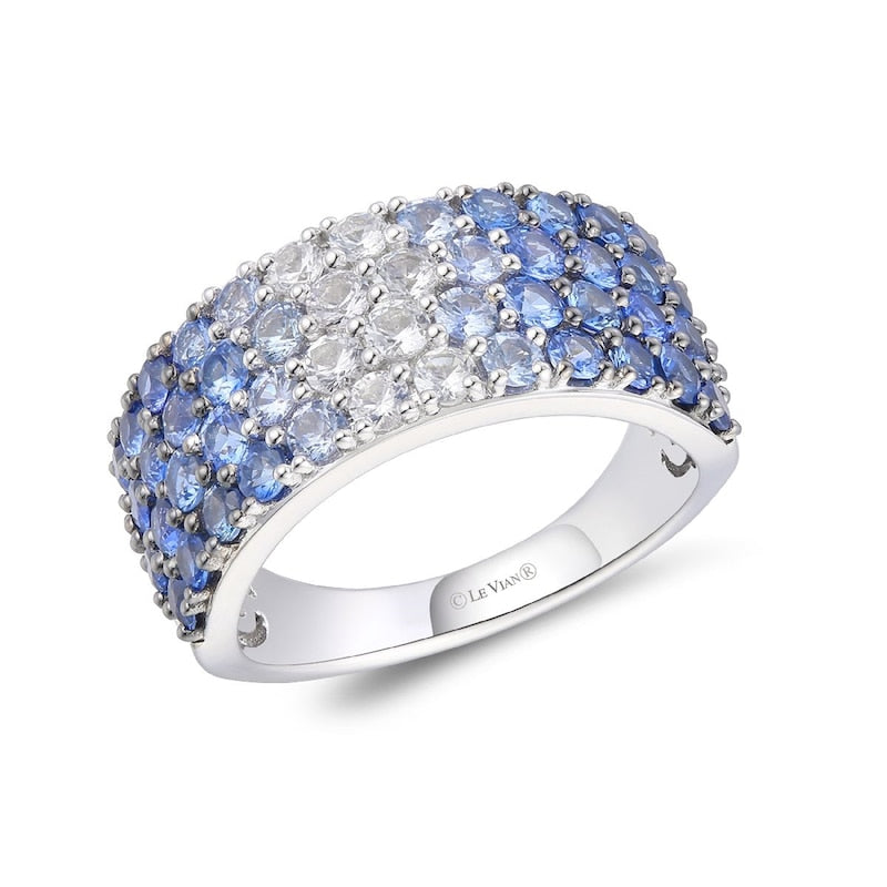 Le Vian 14ct White Gold Blue Sapphire Denim Ombré Three Row Ring