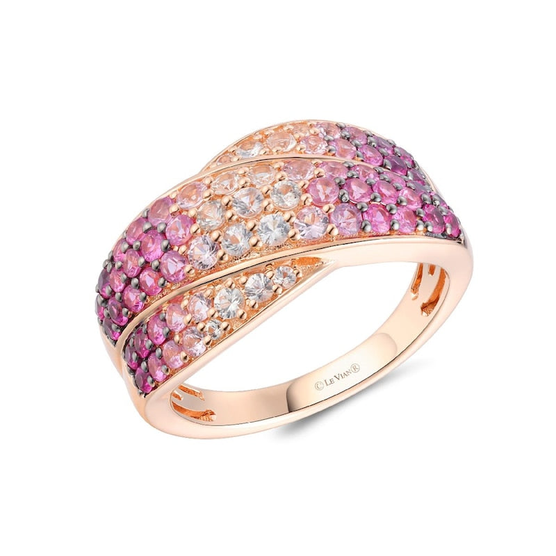 Le Vian 14ct Rose Gold Ombré Pink Sapphire Crossover Ring