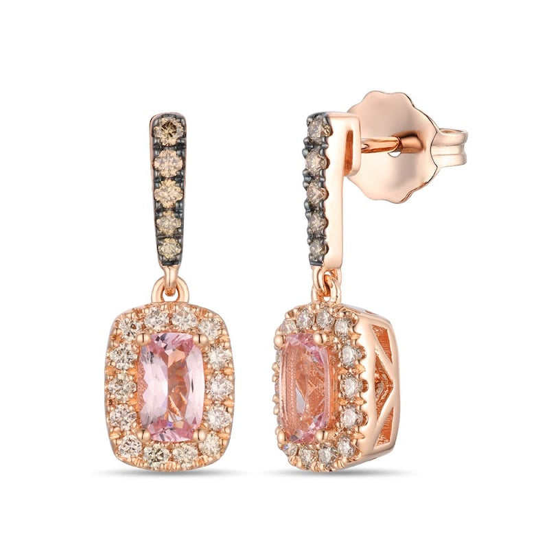 Le Vian 14ct Rose Gold Pink Morganite & 0.30ct Diamond Drop Earrings