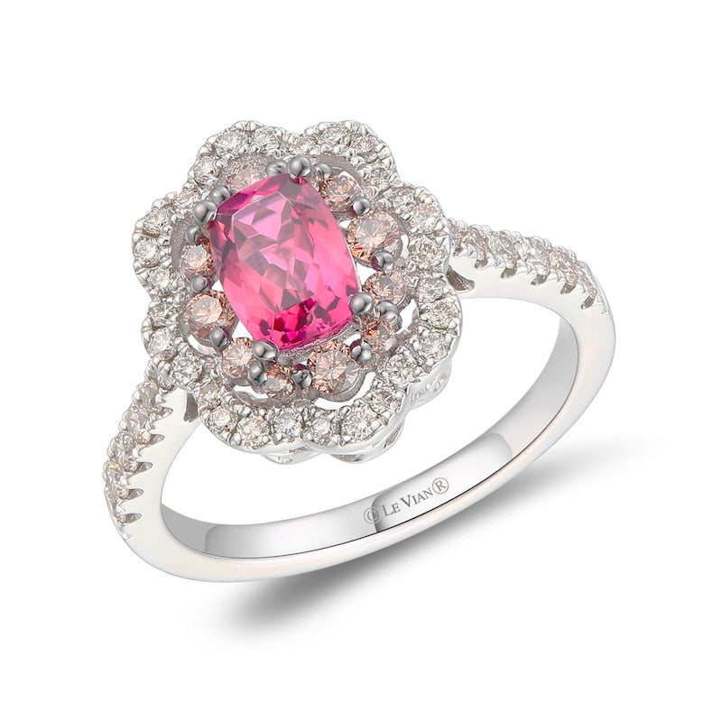 Le Vian Platinum Passion Fruit Tourmaline & 0.60ct Diamond Halo Ring