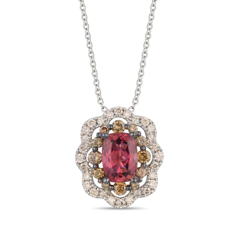 Le Vian Platinum Passion Fruit Tourmaline & 0.40ct Diamond Halo Necklace