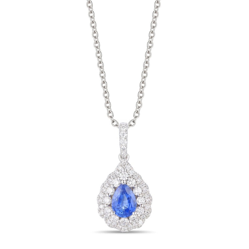 Le Vian Platinum Blueberry Sapphire & 0.40ct Diamond Halo Pendant