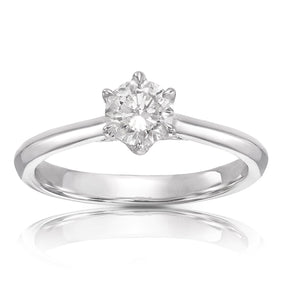 Engagement Ring 14ct White Gold  Six Claw Solitaire 0.50ct Diamond Ring