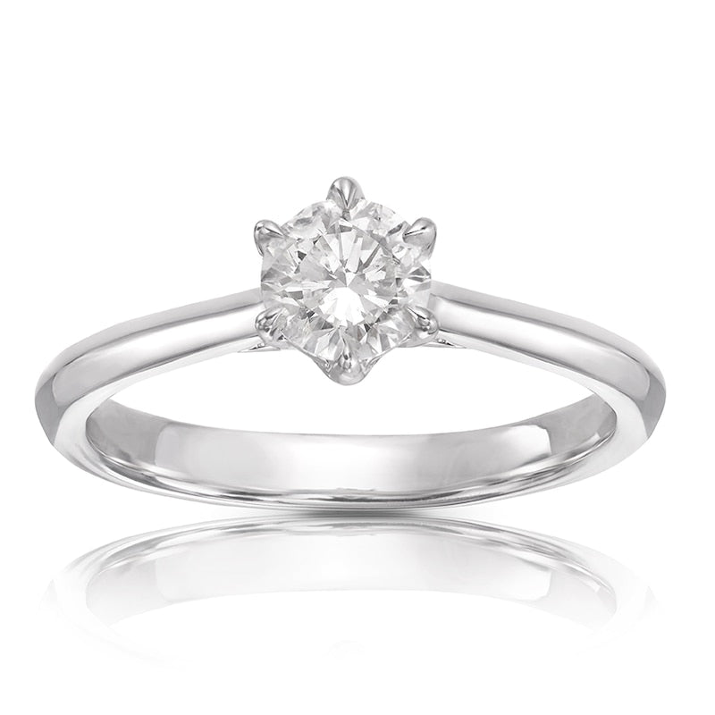 Engagement Ring 14ct White Gold  Six Claw Solitaire 0.50ct Diamond Ring