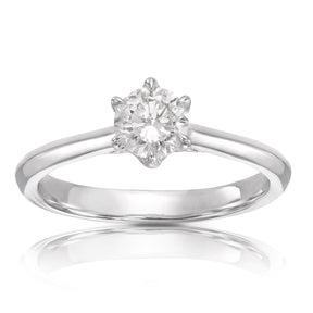 Engagement Ring 14ct White Gold  Six Claw Solitaire 0.50ct Diamond Ring