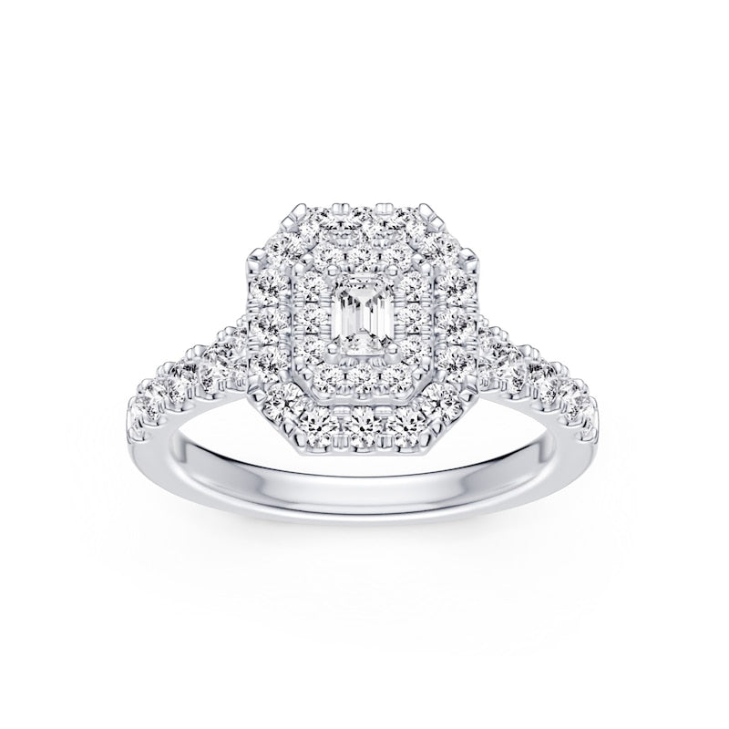 Engagement Ring Platinum Emerald Cut 1ct Diamond Ring