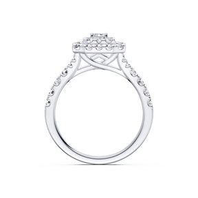 Engagement Ring Platinum Emerald Cut 1ct Diamond Ring