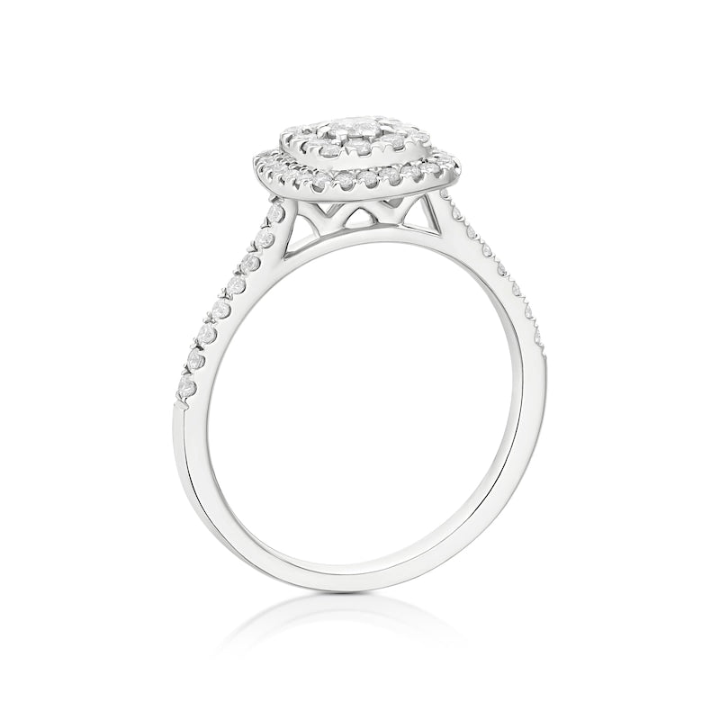 Engagement Ring Platinum Cushion Shaped Cluster 0.50ct Diamond Ring