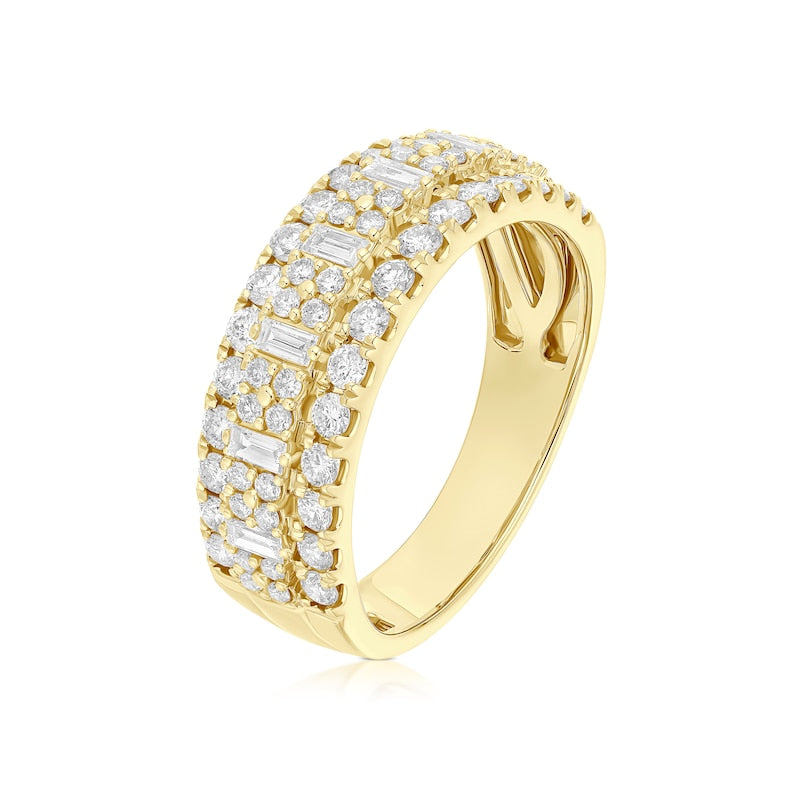 14ct Yellow Gold Three Row Eternity 1ct Diamond Ring