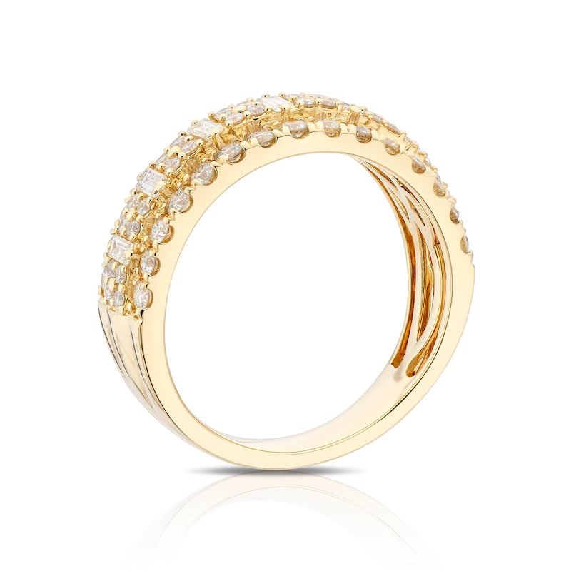 14ct Yellow Gold Three Row Eternity 1ct Diamond Ring