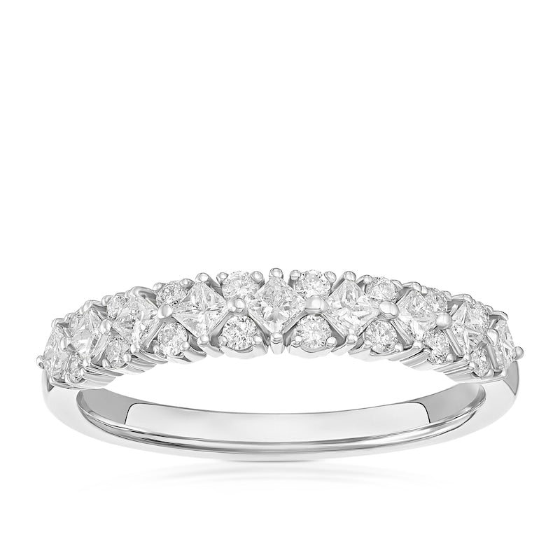 Platinum Princess & Round Eternity 0.50ct Diamond Ring
