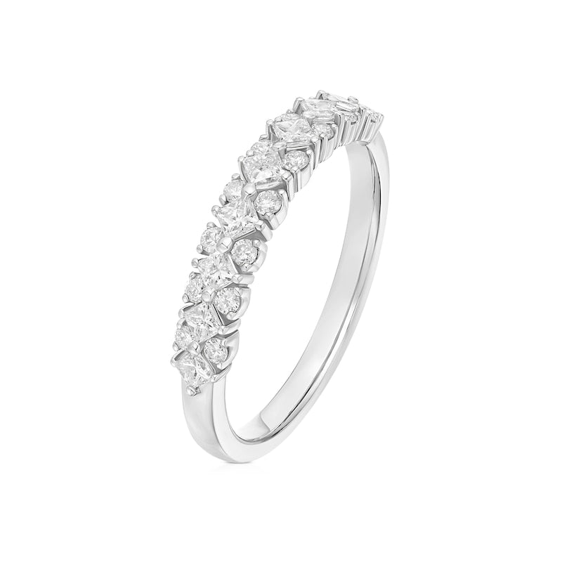 Platinum Princess & Round Eternity 0.50ct Diamond Ring