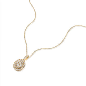 9ct Yellow Gold 0.50ct Diamond Oval Cluster Pendant Necklace