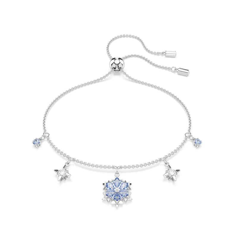 Swarovski Magic Silver Tone & Blue Zirconia Snowflake Bolo Bracelet