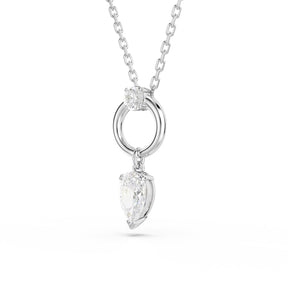 Swarovski Mesmera Silver Tone Zirconia Pear Shaped & Open Circle Pendant Necklace