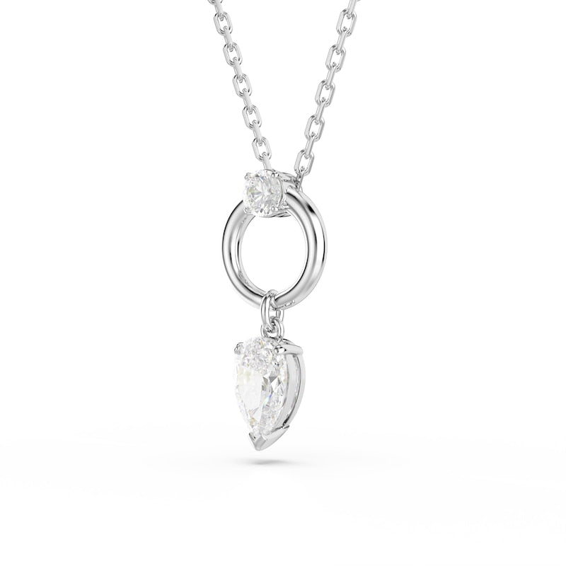 Swarovski Mesmera Silver Tone Zirconia Pear Shaped & Open Circle Pendant Necklace