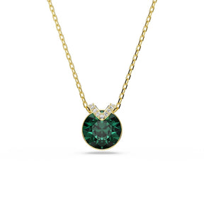 Swarovski Bella Gold Tone & Green Crystal V-Shaped Pendant