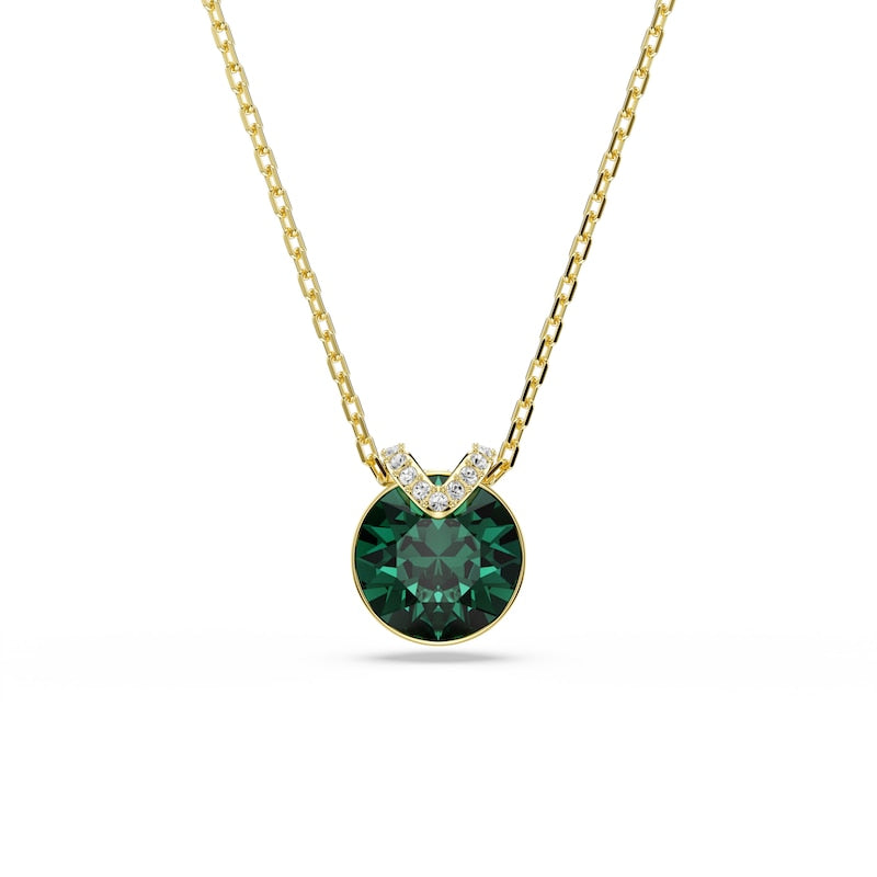 Swarovski Bella Gold Tone & Green Crystal V-Shaped Pendant