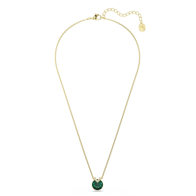 Swarovski Bella Gold Tone & Green Crystal V-Shaped Pendant
