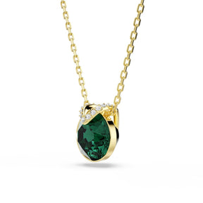 Swarovski Bella Gold Tone & Green Crystal V-Shaped Pendant