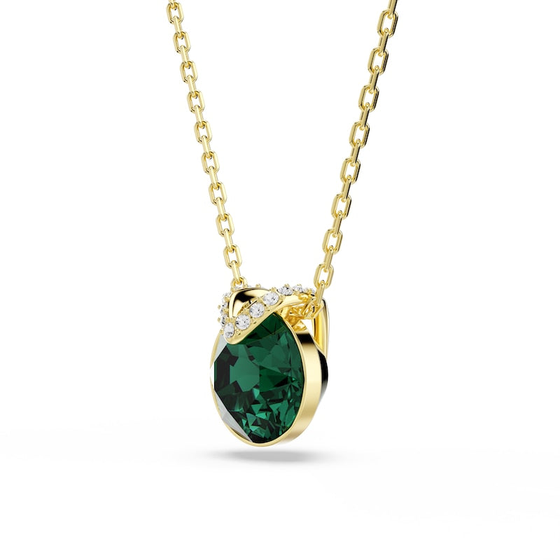 Swarovski Bella Gold Tone & Green Crystal V-Shaped Pendant