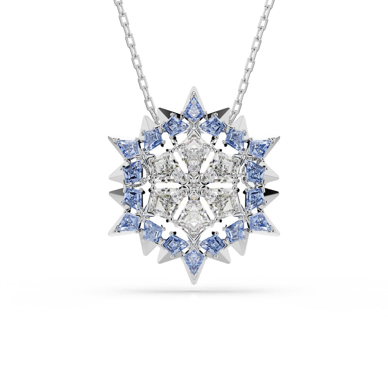 Swarovski Magic Silver Tone Blue Zirconia Snowflake Pendant & Brooch
