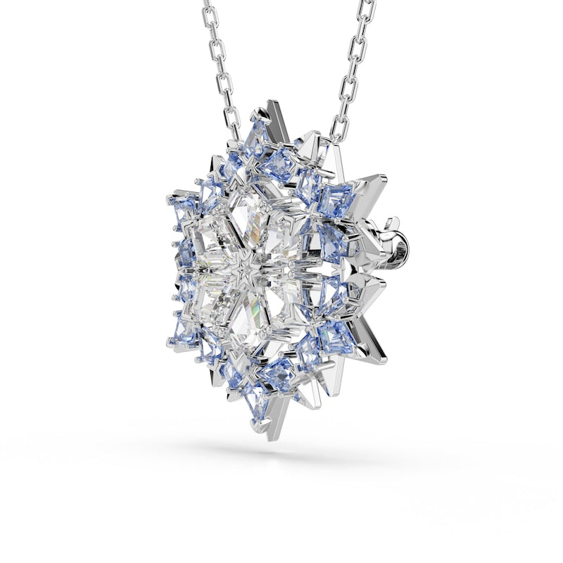 Swarovski Magic Silver Tone Blue Zirconia Snowflake Pendant & Brooch