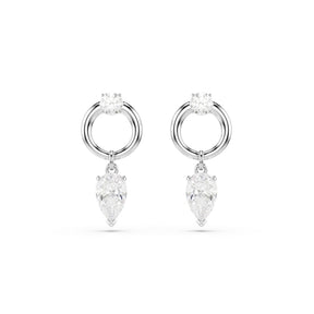 Swarovski Mesmera Silver Tone Zirconia Pear Shaped & Open Circle Drop Earrings