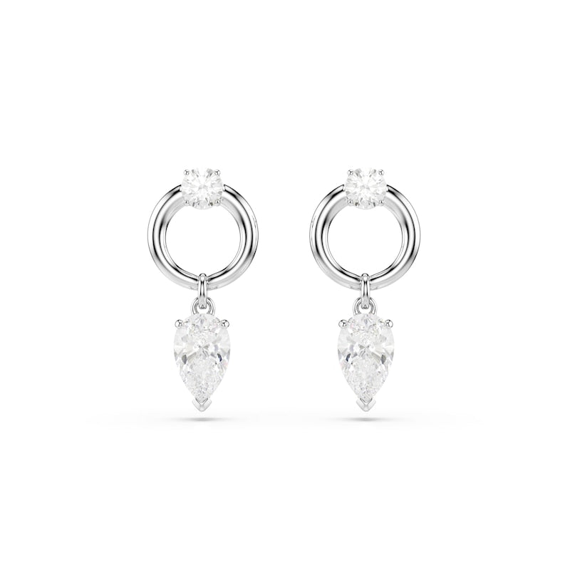 Swarovski Mesmera Silver Tone Zirconia Pear Shaped & Open Circle Drop Earrings