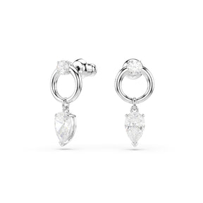 Swarovski Mesmera Silver Tone Zirconia Pear Shaped & Open Circle Drop Earrings