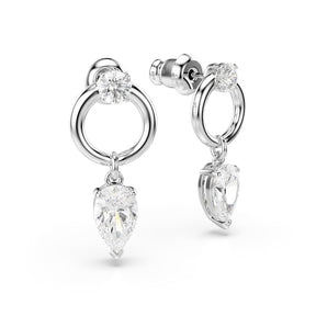 Swarovski Mesmera Silver Tone Zirconia Pear Shaped & Open Circle Drop Earrings