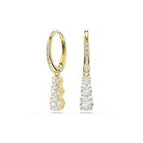 Swarovski Stilla Attract Gold Tone & Zirconia Trilogy Hoop Earrings