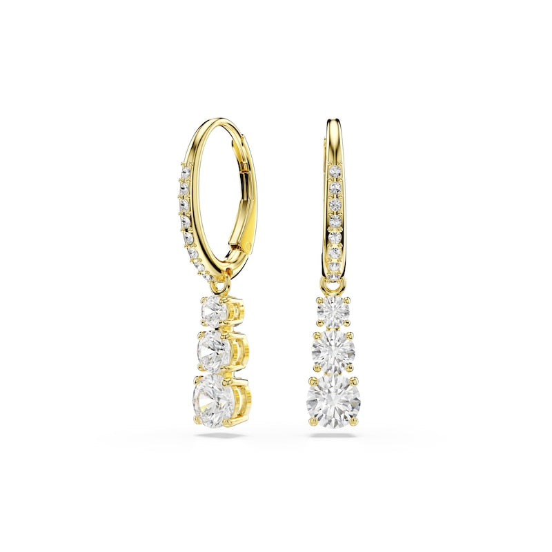 Swarovski Stilla Attract Gold Tone & Zirconia Trilogy Hoop Earrings