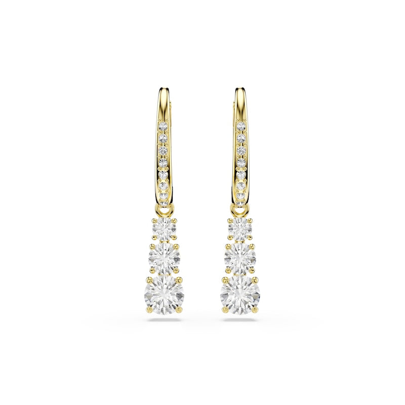 Swarovski Stilla Attract Gold Tone & Zirconia Trilogy Hoop Earrings