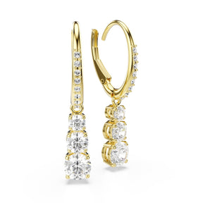 Swarovski Stilla Attract Gold Tone & Zirconia Trilogy Hoop Earrings