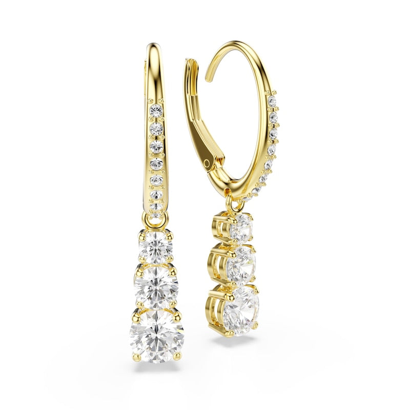 Swarovski Stilla Attract Gold Tone & Zirconia Trilogy Hoop Earrings