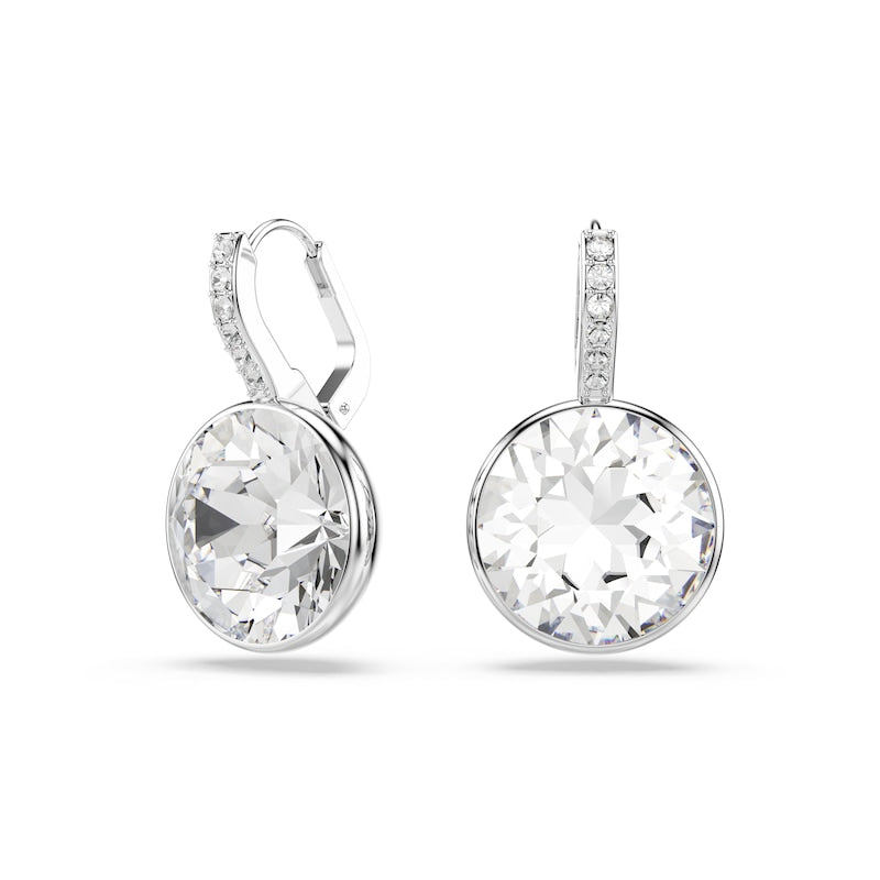 Swarovski Millenia Silver Tone & Crystal Bezel Set Drop Earrings